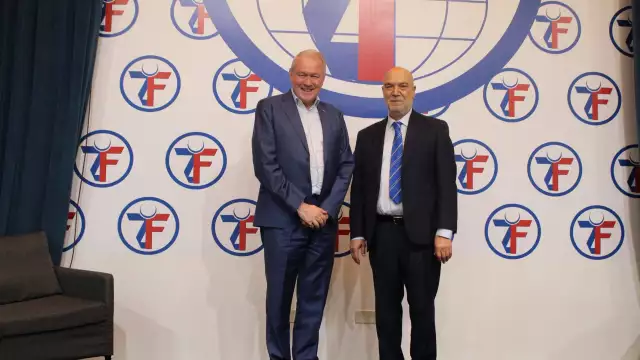John McCaffrey, President of the Galileo Foundation, and Halil Demir, Executive Director of the Zakat Foundation of America, at the Memorandum of Understanding (MOU) signing ceremony.