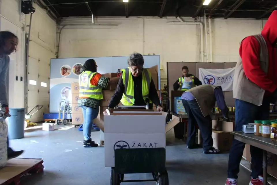 Workers at the Bridgeview-based Zakat Foundation have continued charity work during the shelter-in-place, including donating thousands of pairs of medical gloves to Franciscan Health Hospital in Olympia Fields and hospitals on the South Side. (Zakat Foundation)