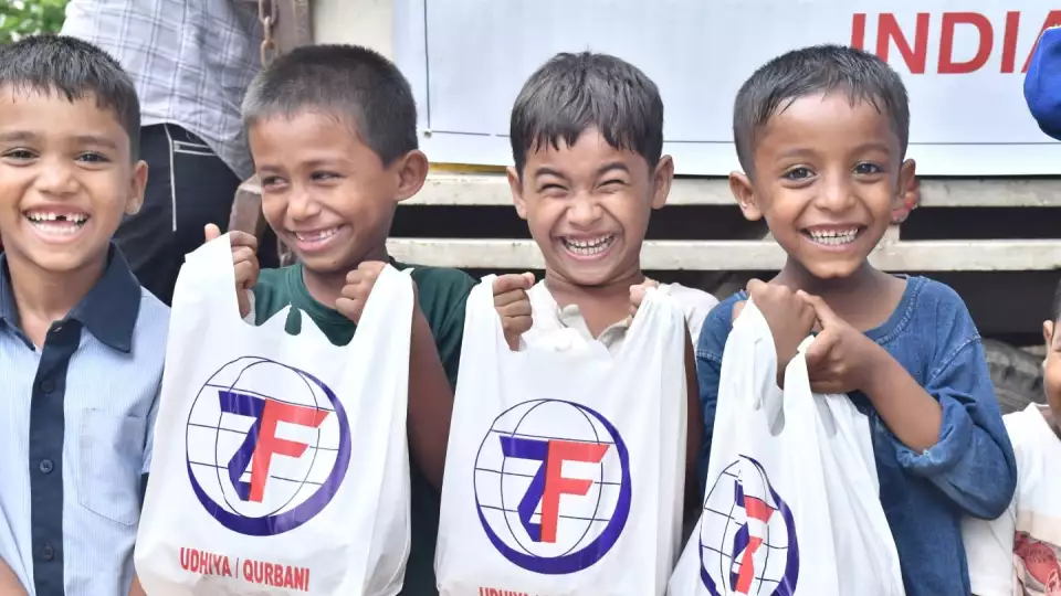 Often, Udhiyah/Qurbani is the only time some will have meat. Smiles all around from these excited boys in India